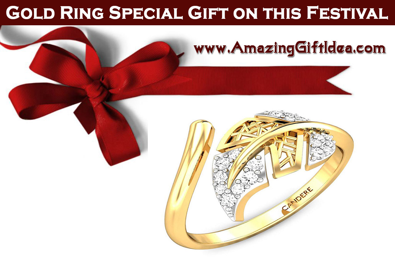Gold Ring Special Gift - Candere by Kalyan Jewellers Ring for your family and friends on this festival occasion from AmazingGiftIdea.com