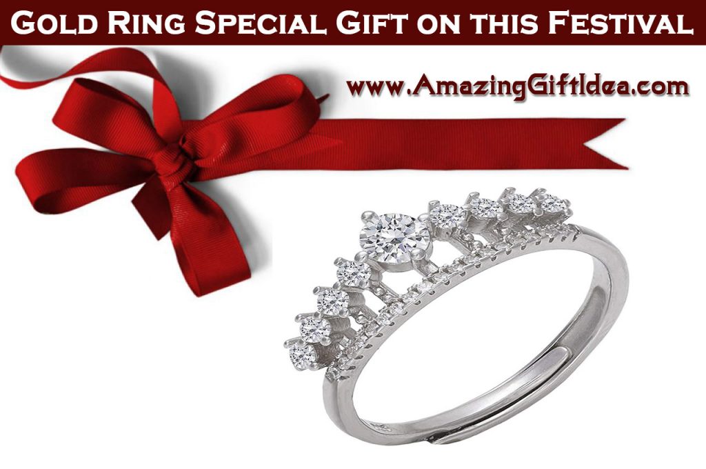 Gold Ring Special Gift – GIVA 925 Sterling Silver Metal Esha Queens Crown Adjustable Ring for your family and friends on this festival occasion from AmazingGiftIdea.com